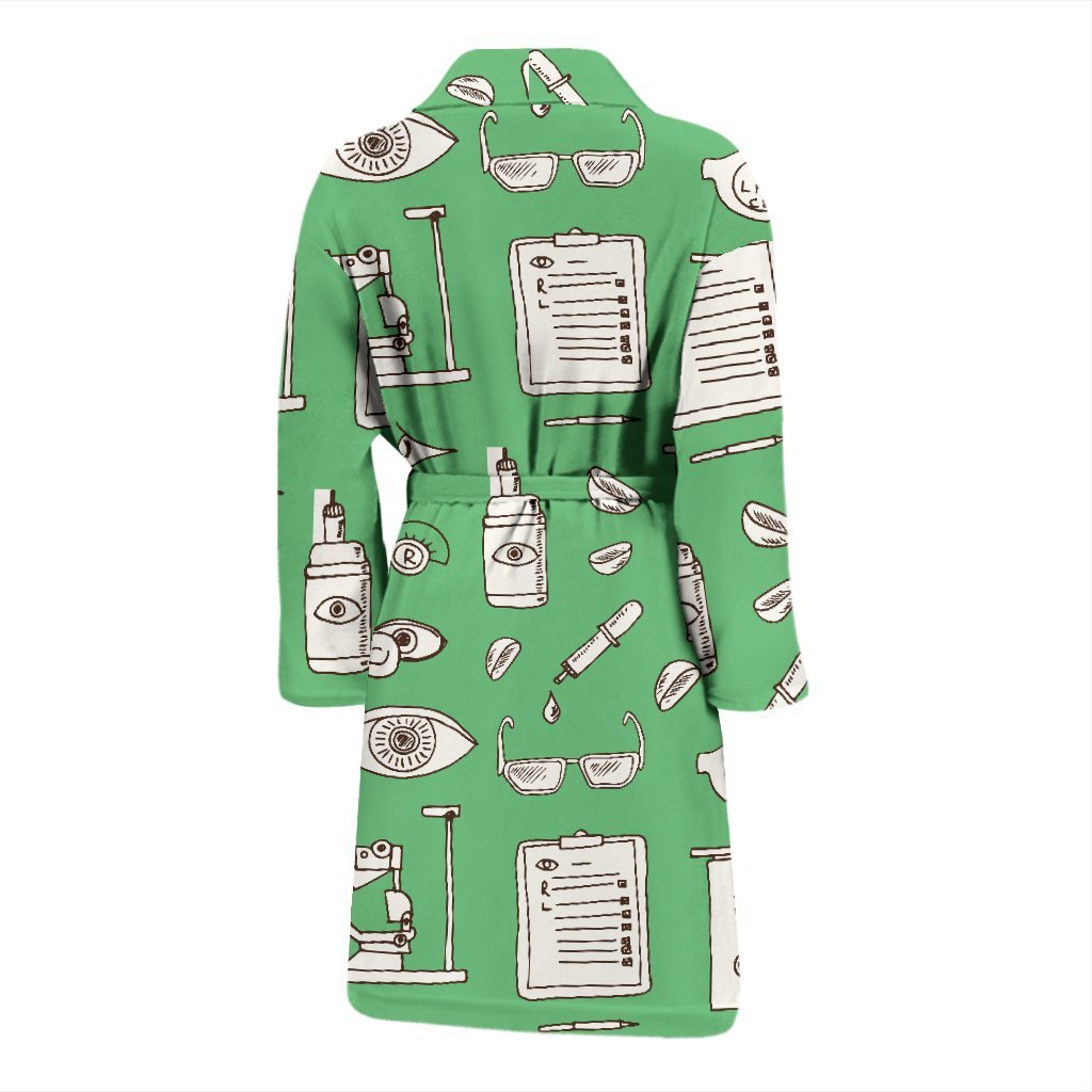 Optometry Print Pattern Men Long Robe-grizzshop