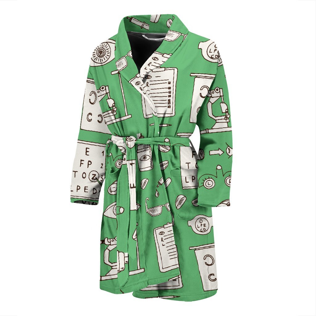Optometry Print Pattern Men Long Robe-grizzshop