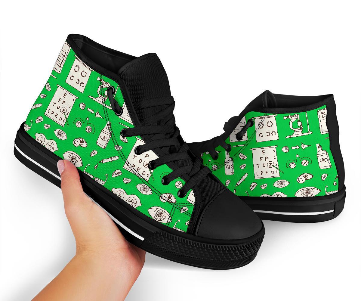Optometry Print Pattern Men Women's High Top Shoes-grizzshop