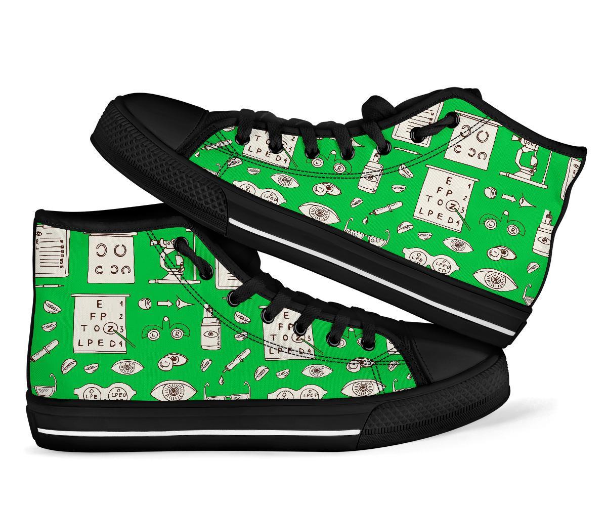 Optometry Print Pattern Men Women's High Top Shoes-grizzshop