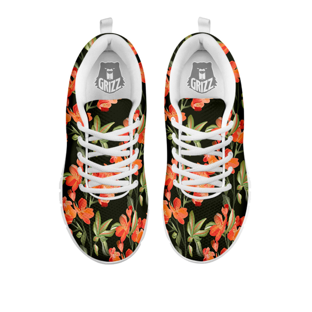 Orange Alstroemeria Print Pattern White Sneaker-grizzshop