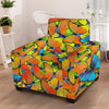 Orange And Blue Butterfly Print Armchair Cover-grizzshop