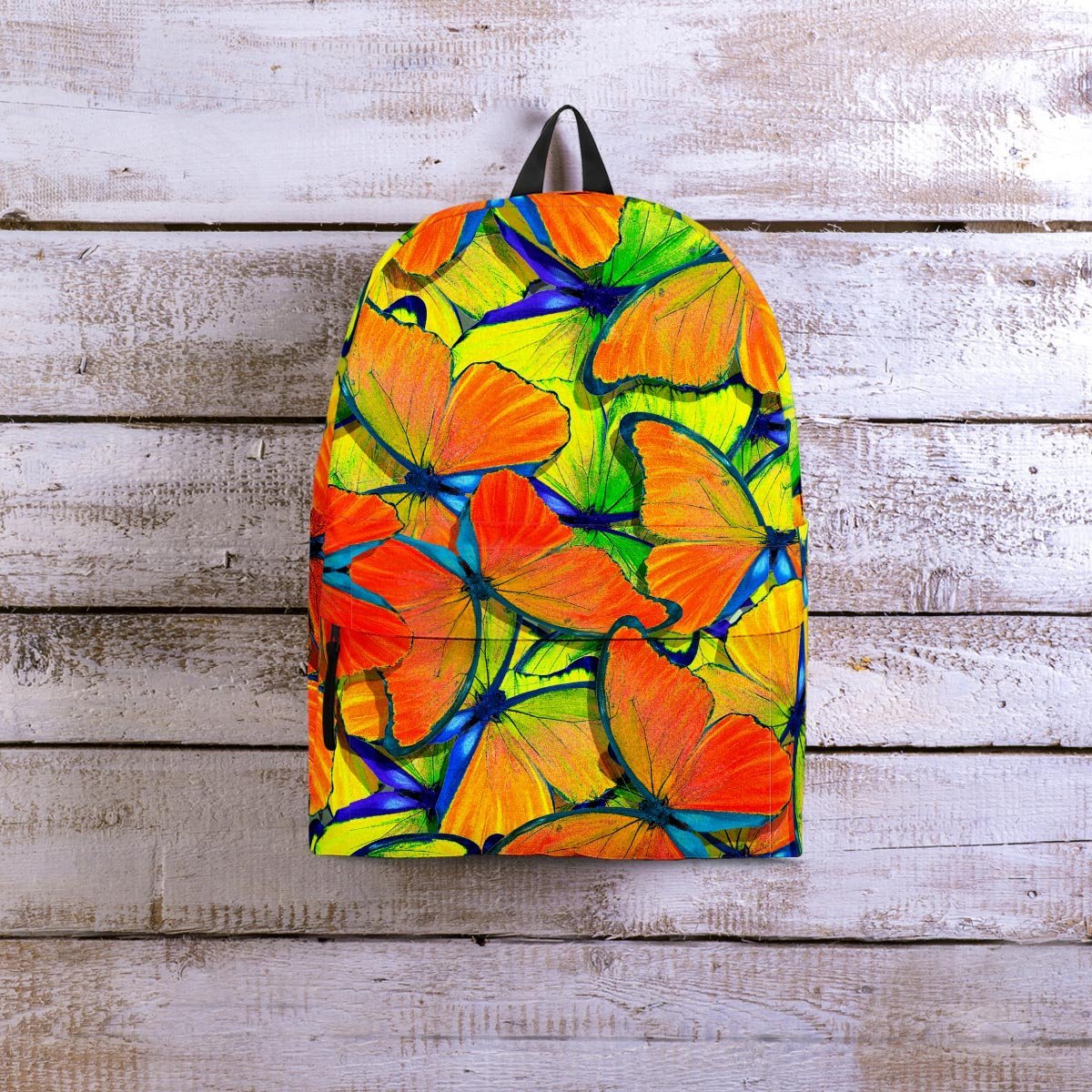 Orange And Blue Butterfly Print Backpack-grizzshop