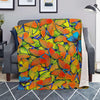 Orange And Blue Butterfly Print Blanket-grizzshop