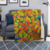 Orange And Blue Butterfly Print Blanket-grizzshop