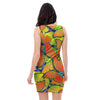 Orange And Blue Butterfly Print Bodycon Dress-grizzshop