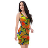 Orange And Blue Butterfly Print Bodycon Dress-grizzshop