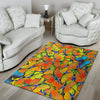 Orange And Blue Butterfly Print Floor Mat-grizzshop