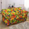 Orange And Blue Butterfly Print Loveseat Cover-grizzshop