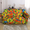 Orange And Blue Butterfly Print Loveseat Cover-grizzshop