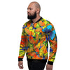 Orange And Blue Butterfly Print Men's Bomber Jacket-grizzshop