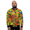 Orange And Blue Butterfly Print Men's Bomber Jacket-grizzshop