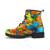 Orange And Blue Butterfly Print Men's Boots-grizzshop