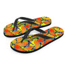 Orange And Blue Butterfly Print Men's Flip Flops-grizzshop