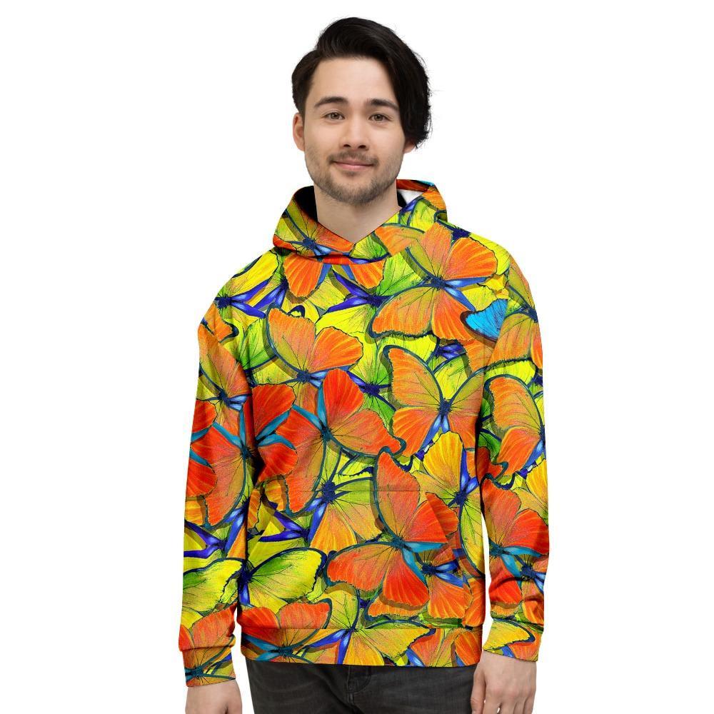 Orange And Blue Butterfly Print Men's Hoodie-grizzshop