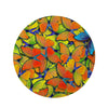 Orange And Blue Butterfly Print Round Rug-grizzshop