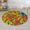 Orange And Blue Butterfly Print Round Rug-grizzshop