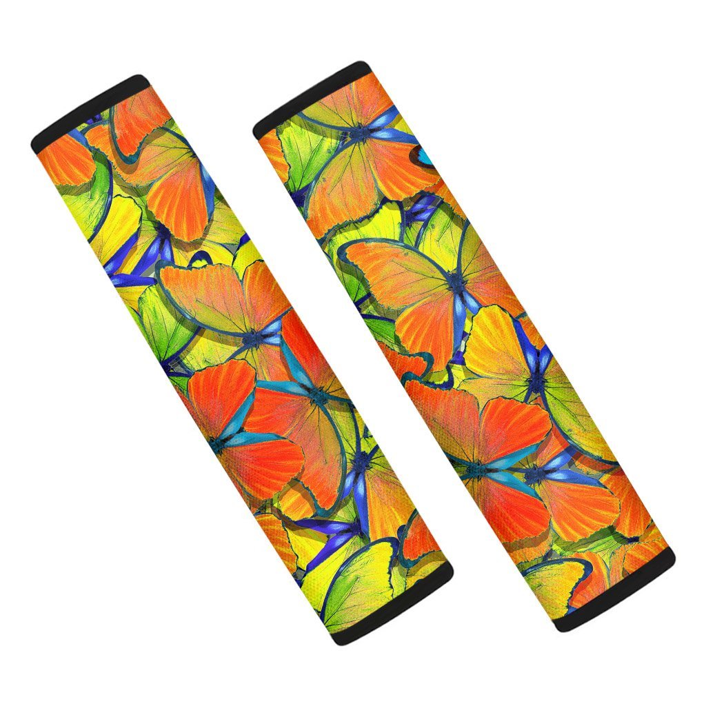 Orange And Blue Butterfly Print Seat Belt Cover-grizzshop