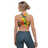 Orange And Blue Butterfly Print Sports Bra-grizzshop