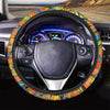 Orange And Blue Butterfly Print Steering Wheel Cover-grizzshop