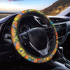 Orange And Blue Butterfly Print Steering Wheel Cover-grizzshop