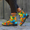 Orange And Blue Butterfly Print Women's Boots-grizzshop