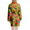 Orange And Blue Butterfly Print Women's Robe-grizzshop