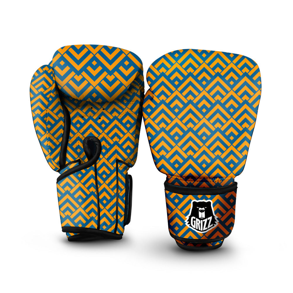 Orange And Blue Chevrons Print Pattern Boxing Gloves-grizzshop