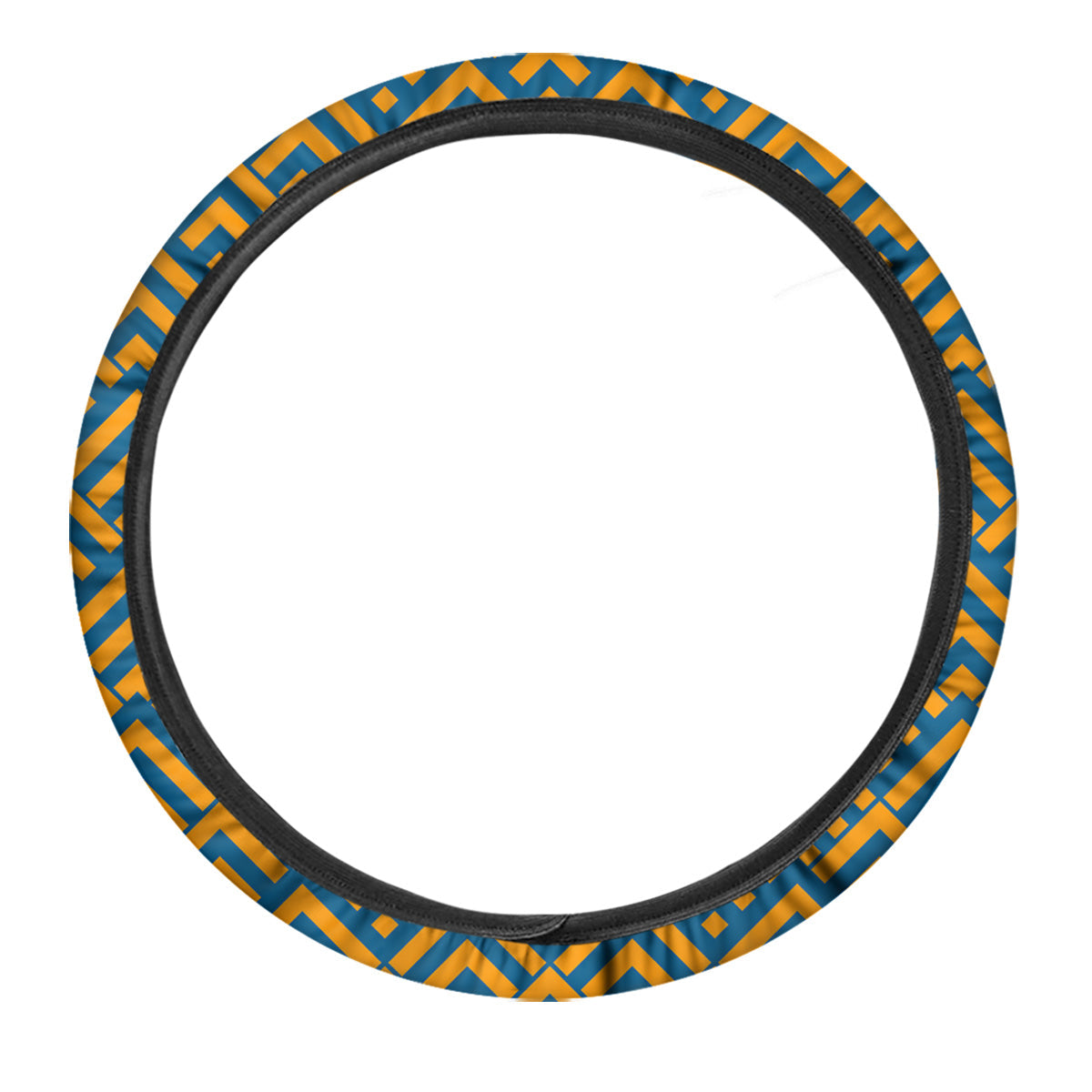 Orange And Blue Chevrons Print Pattern Car Steering Wheel Cover-grizzshop