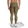 Orange And Blue Chevrons Print Pattern Men's Leggings-grizzshop