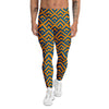 Orange And Blue Chevrons Print Pattern Men's Leggings-grizzshop