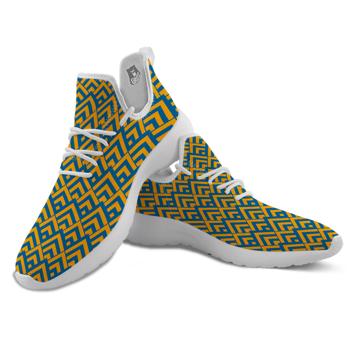 Orange And Blue Chevrons Print Pattern White Athletic Shoes-grizzshop