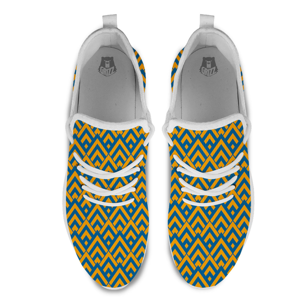 Orange And Blue Chevrons Print Pattern White Athletic Shoes-grizzshop