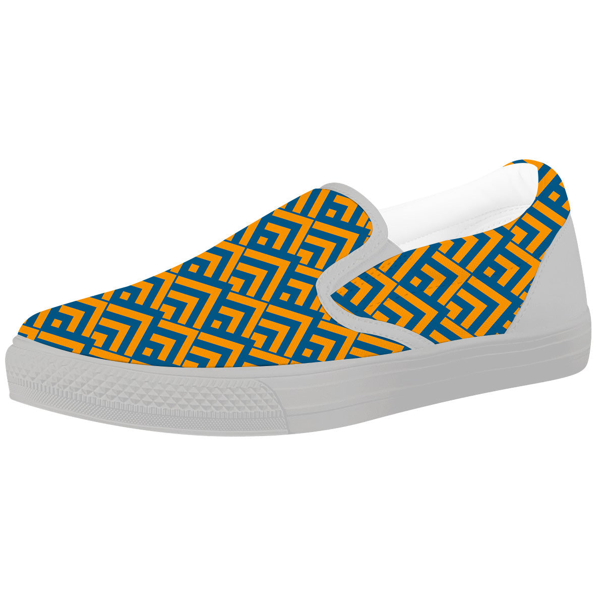 Orange And Blue Chevrons Print Pattern White Slip On Shoes-grizzshop