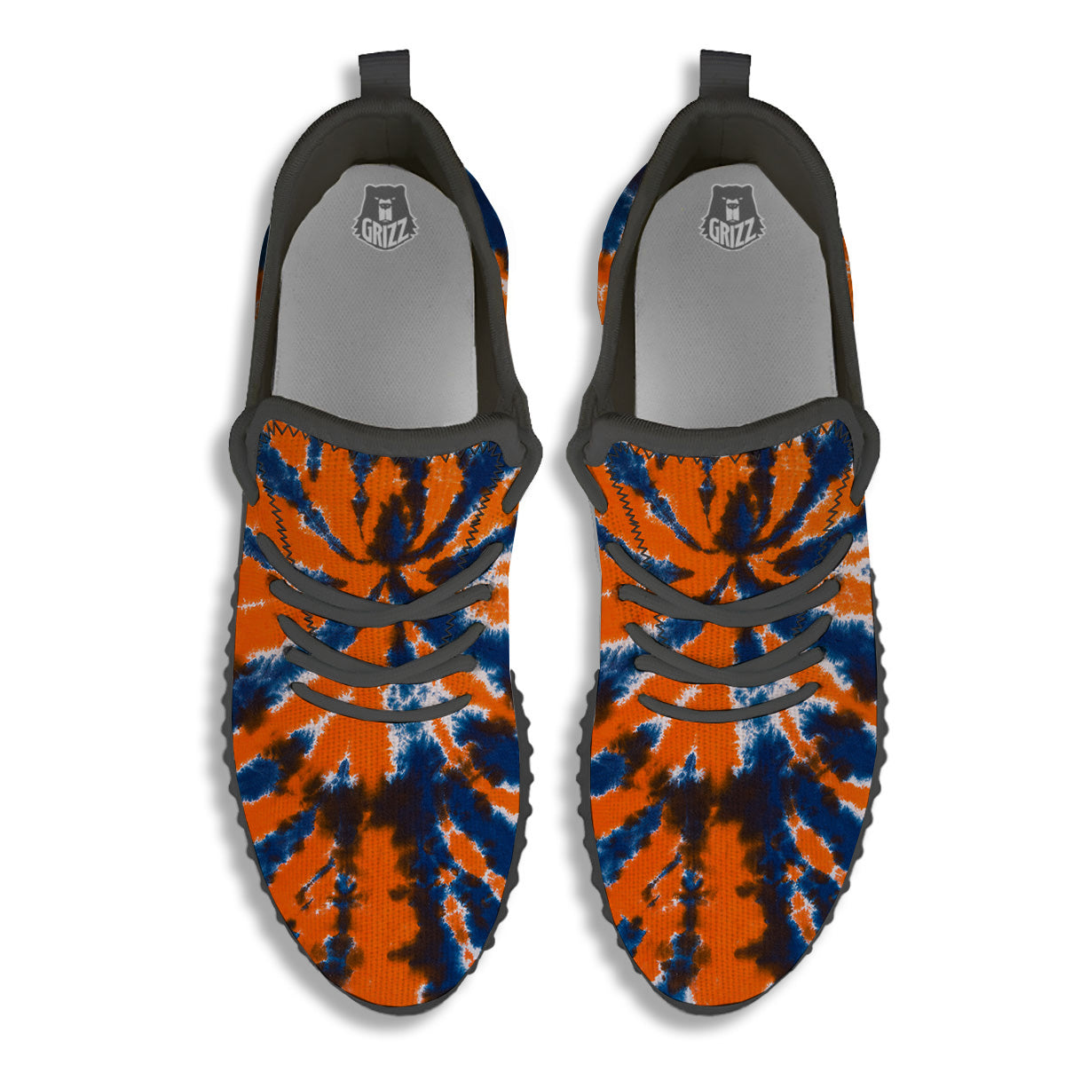 Orange And Blue Tie Dye Spider Print Black Walking Shoes-grizzshop