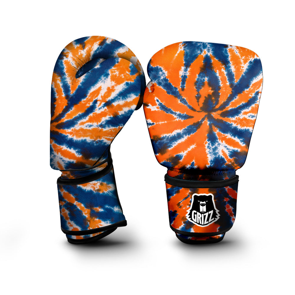 Orange And Blue Tie Dye Spider Print Boxing Gloves-grizzshop