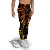 Orange And Gold Lightning Print Men's Leggings-grizzshop