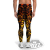 Orange And Gold Lightning Print Men's Leggings-grizzshop