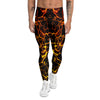 Orange And Gold Lightning Print Men's Leggings-grizzshop