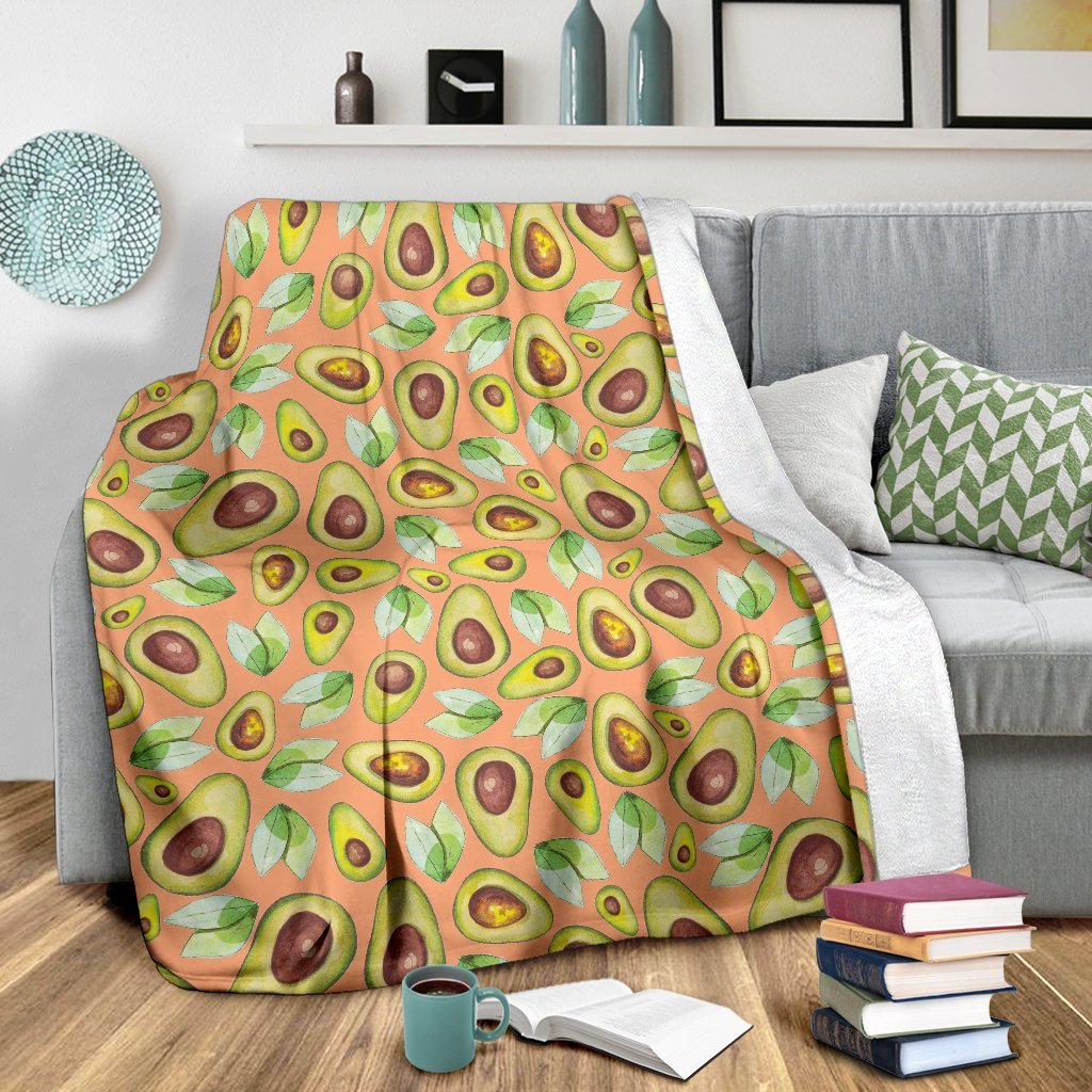 Orange Avocado Pattern Print Blanket-grizzshop