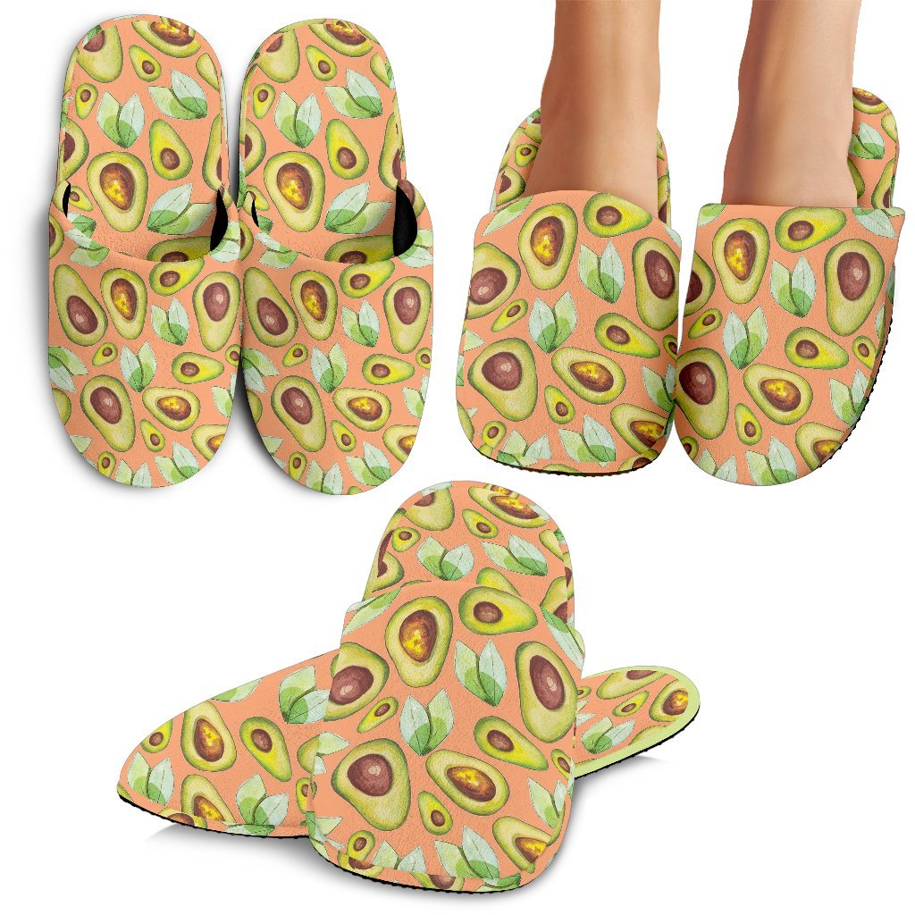Orange Avocado Pattern Print Premium Home Slippers-grizzshop