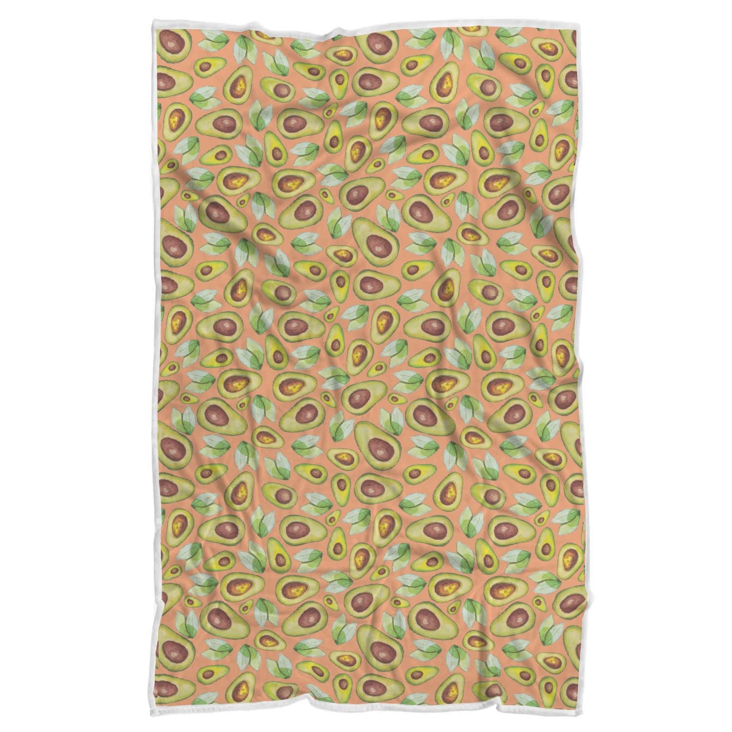 Orange Avocado Pattern Print Throw Blanket-grizzshop