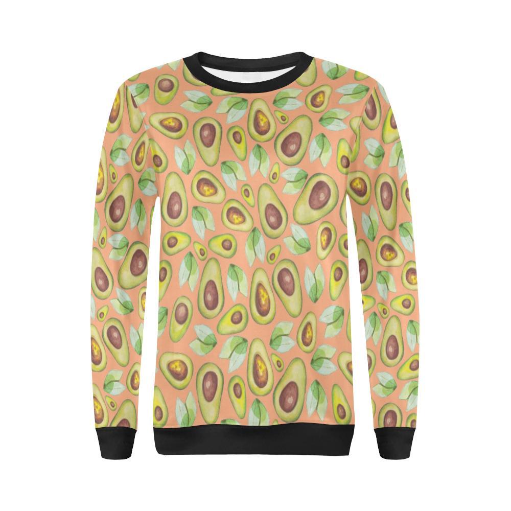 Orange Avocado Pattern Print Women Crewneck Sweatshirt-grizzshop