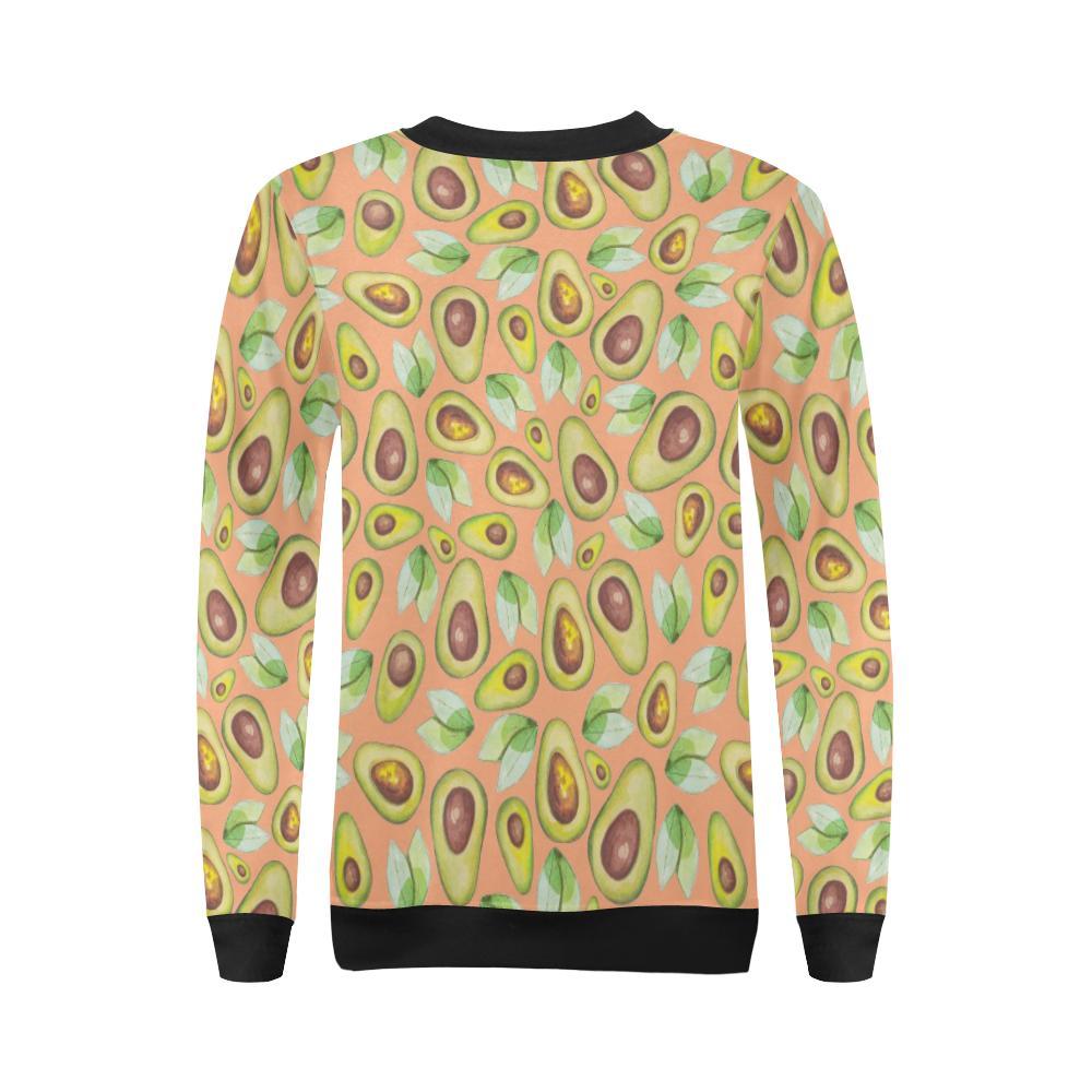 Orange Avocado Pattern Print Women Crewneck Sweatshirt-grizzshop