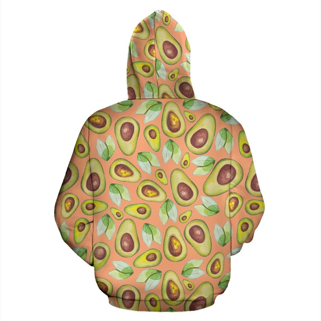 Orange Avocado Pattern Print Women Men Pullover Hoodie-grizzshop