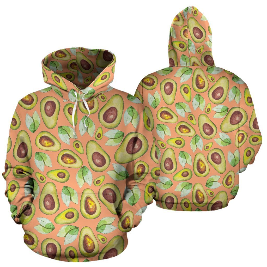 Orange Avocado Pattern Print Women Men Pullover Hoodie-grizzshop