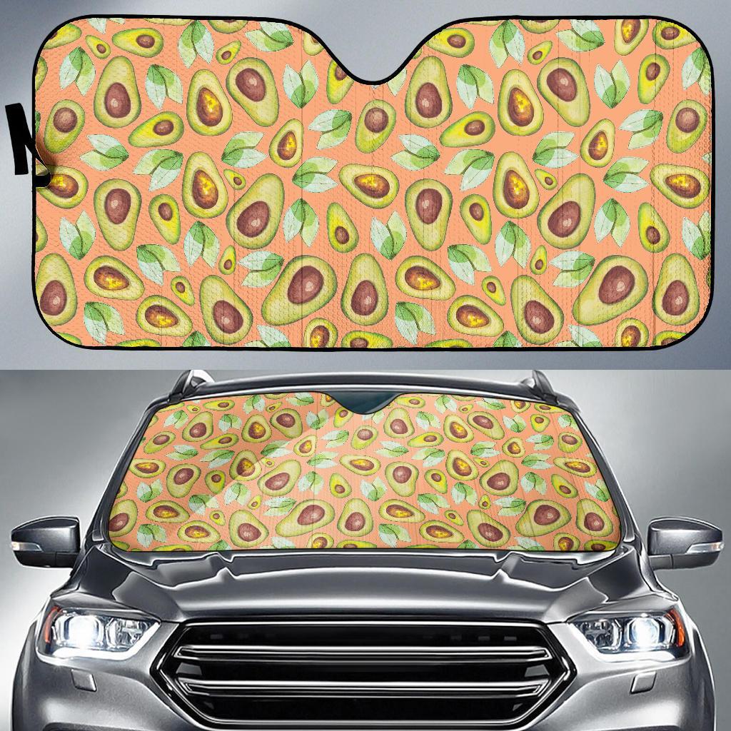 Orange Avocado Patttern Print Car Sun Shade-grizzshop