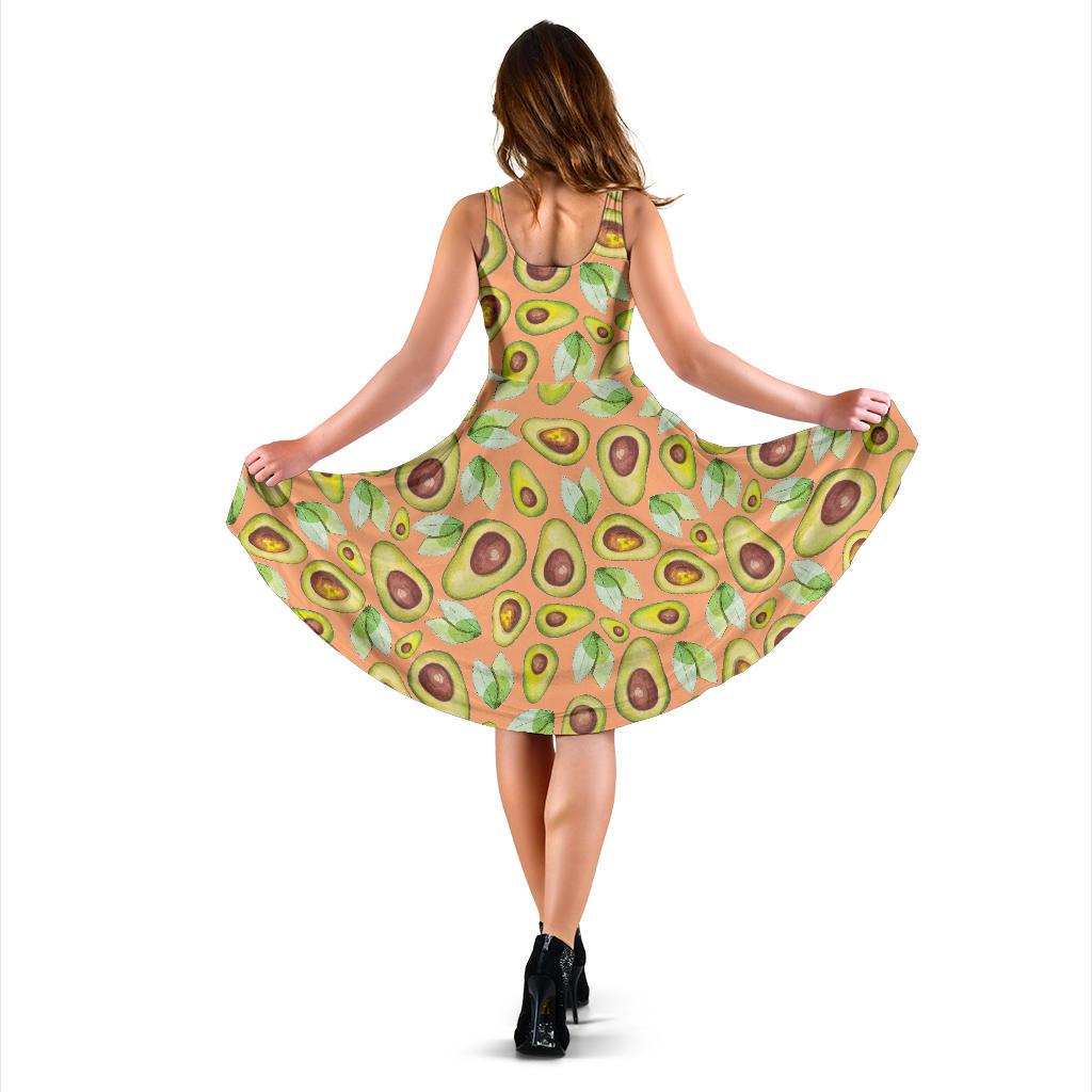 Orange Avocado Patttern Print Dress-grizzshop
