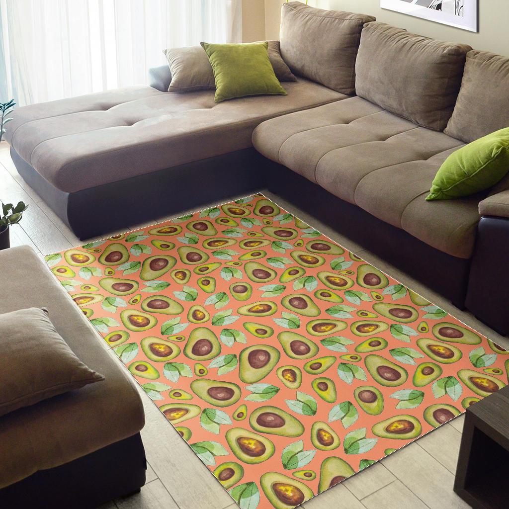 Orange Avocado Patttern Print Floor Mat-grizzshop