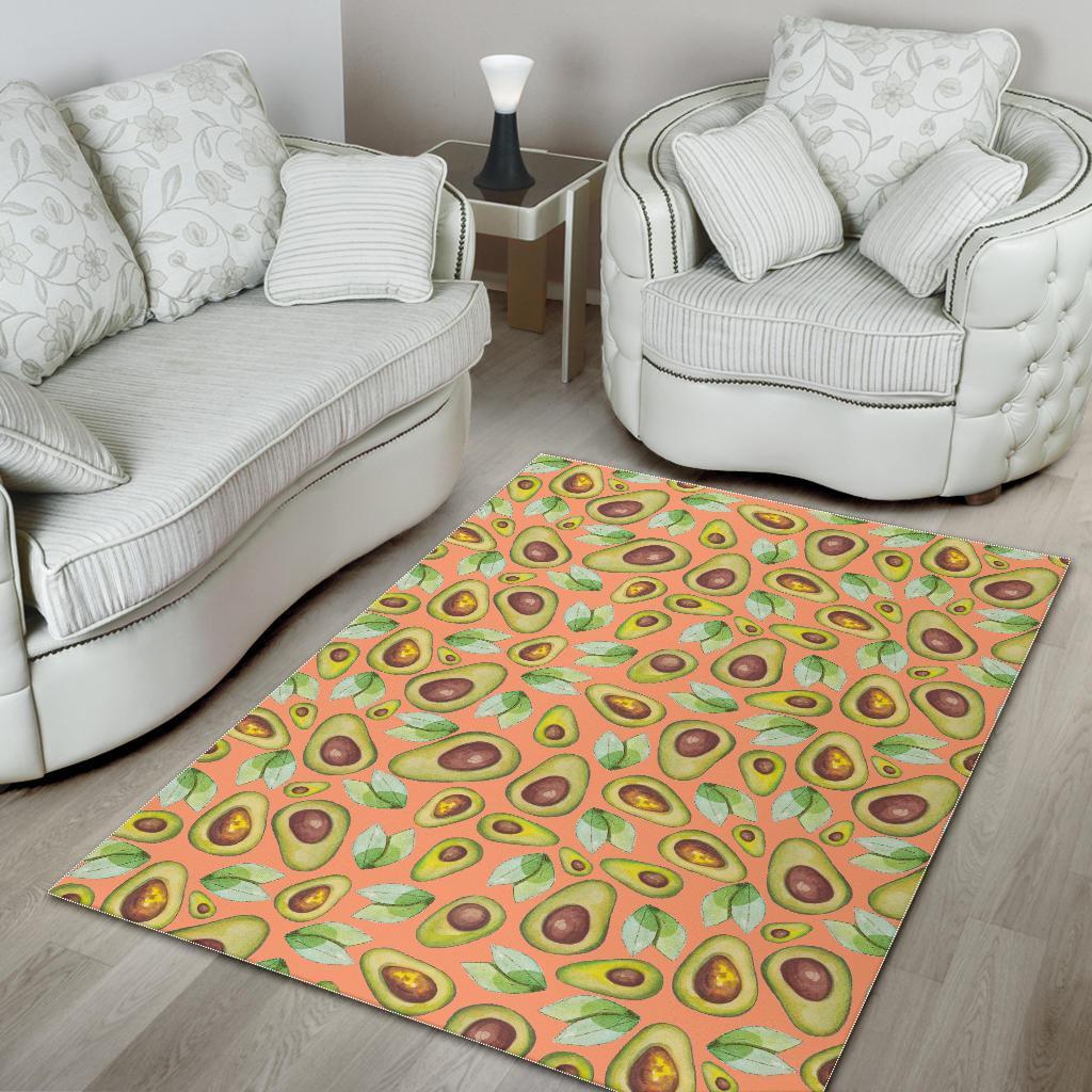 Orange Avocado Patttern Print Floor Mat-grizzshop
